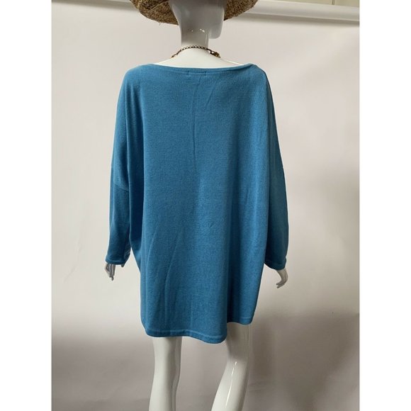 UGET Womens Tunic Sweater Blue Long Sleeve Scoop Neck Pullover XXL - Picture 2 of 11